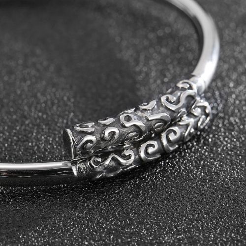 Antique silver Titanium Steel Thai Bangle