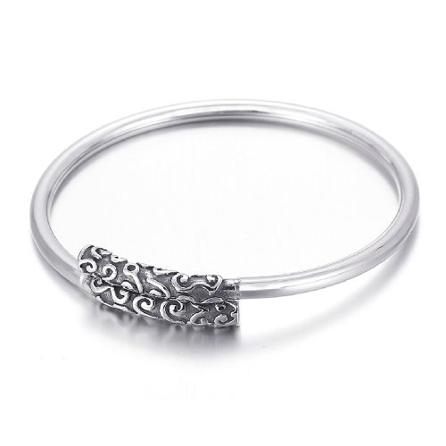 Antique silver Titanium Steel Thai Bangle