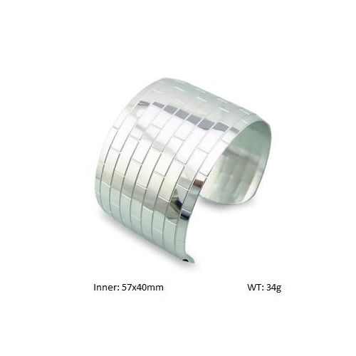 Silver Titanium Steel Texture Bangle