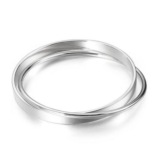 Silver Titanium Steel Smooth Bangle