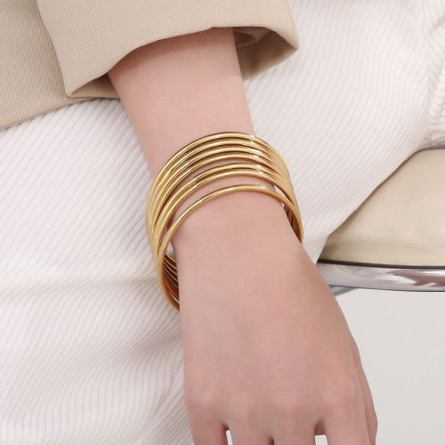 gold Titanium Steel Smooth Bangle