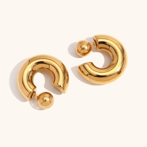 Gold S.Steel Hoop Earrings