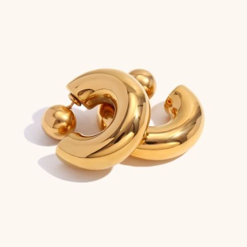 Gold S.Steel Hoop Earrings