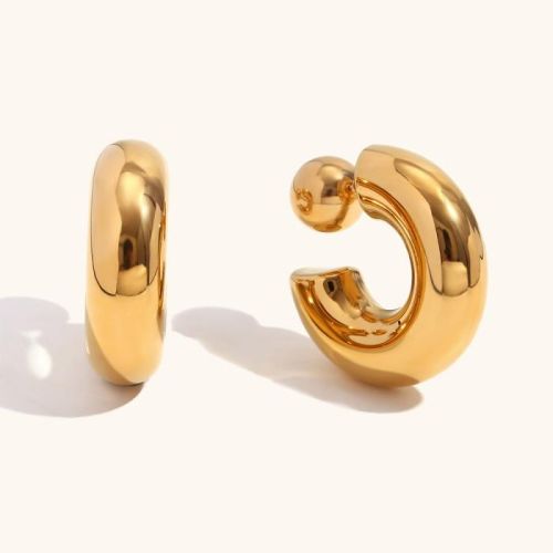 Gold S.Steel Hoop Earrings