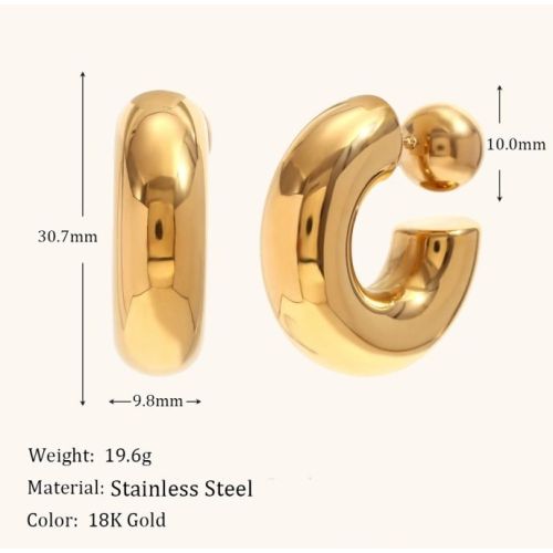 Gold S.Steel Hoop Earrings