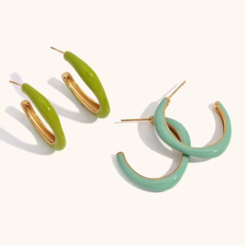 Enamel and Gold S.Steel Earrings