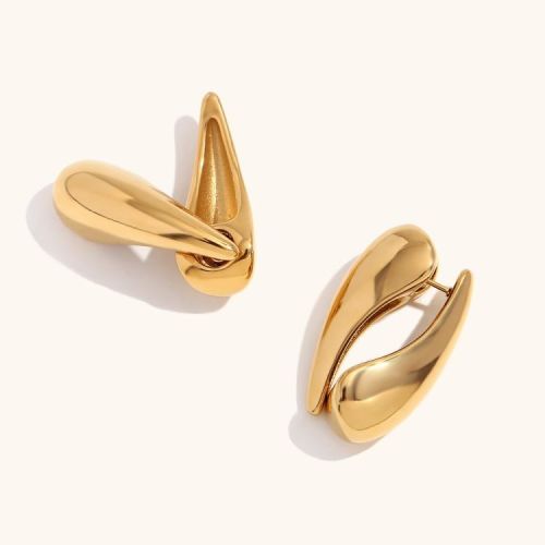 Gold S.Steel Smooth Earrings