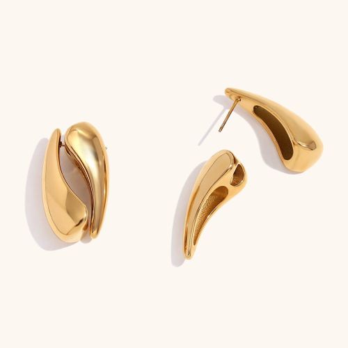 Gold S.Steel Smooth Earrings