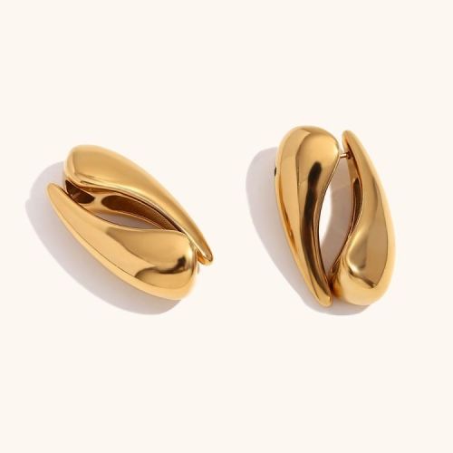 Gold S.Steel Smooth Earrings