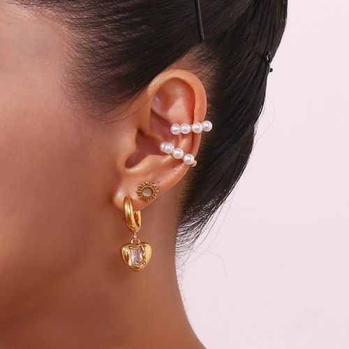 Zircon and Gold S.Steel Long Earrings