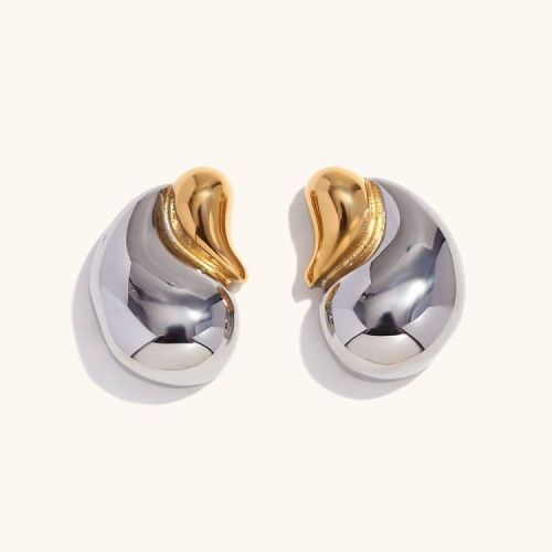 Gold S.Steel and Silver S.Steel Smooth Earrings