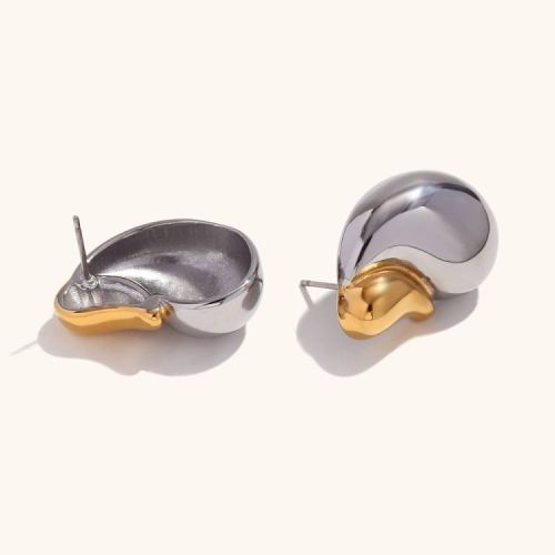 Gold S.Steel and Silver S.Steel Smooth Earrings