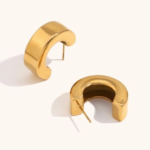 Gold S.Steel Hoop Earrings