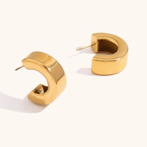 Gold S.Steel Hoop Earrings