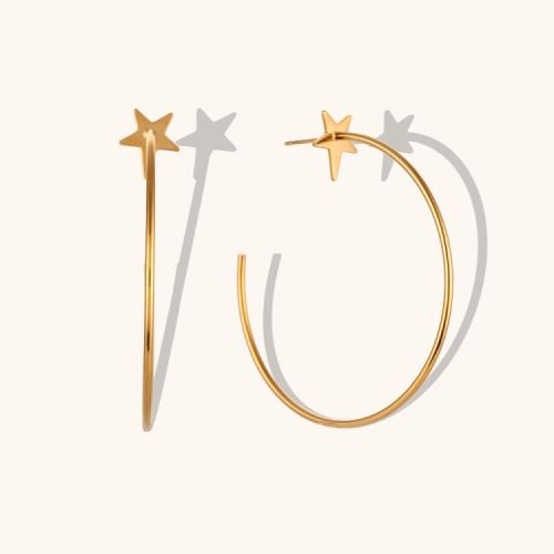 Gold S.Steel Hoop Earrings