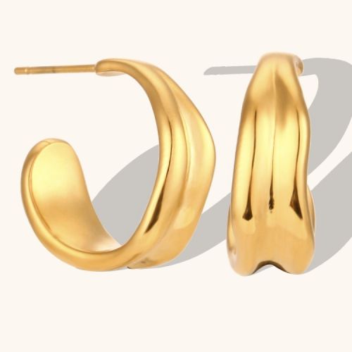 Gold S.Steel Hoop Earrings