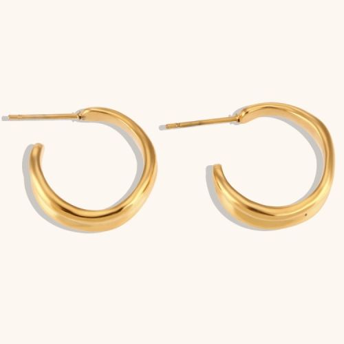 Gold S.Steel Hoop Earrings