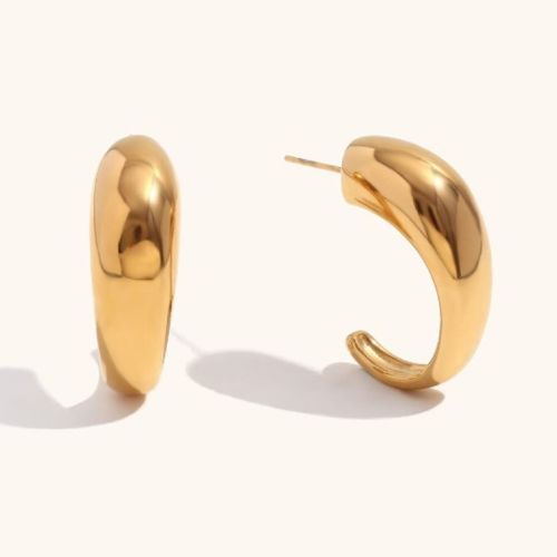 Gold S.Steel Hoop Earrings