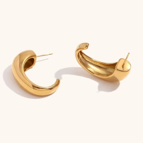 Gold S.Steel Hoop Earrings