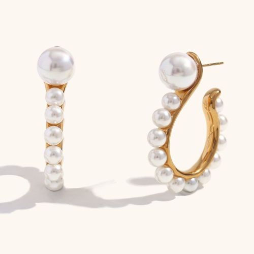 Gold S.Steel Pearls Earrings