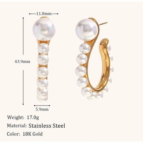 Gold S.Steel Pearls Earrings