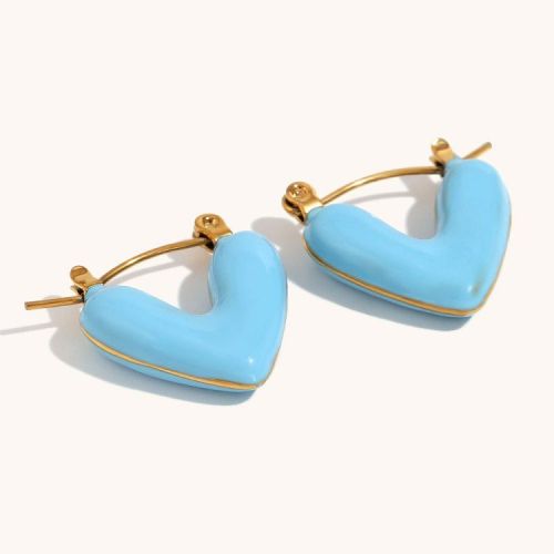 Enamel and Gold 316L Steel Hoop Earrings