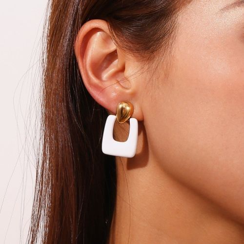 Enamel and Gold 316L Steel Earrings