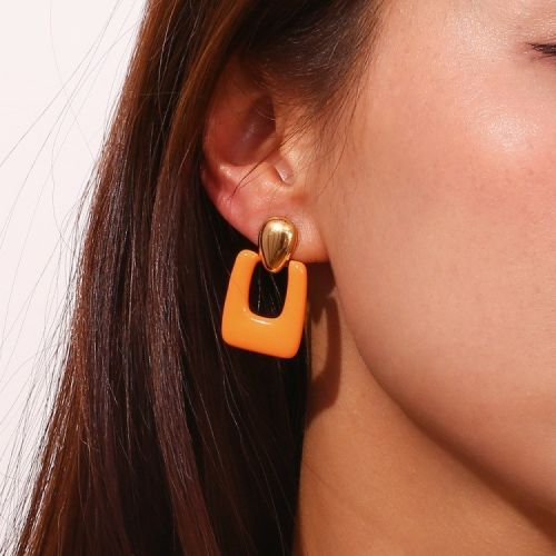 Enamel and Gold 316L Steel Earrings