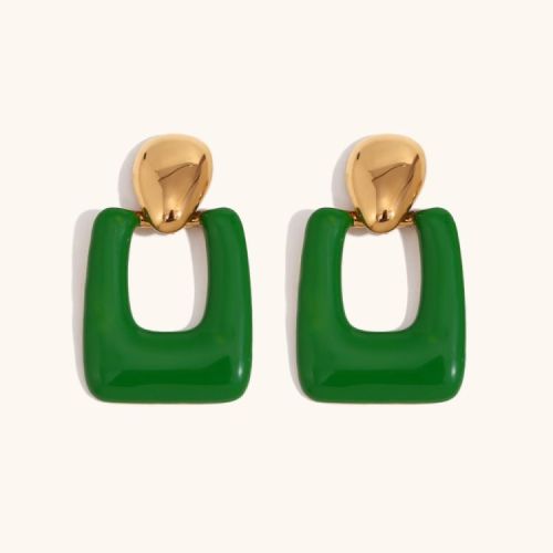 Enamel and Gold 316L Steel Earrings