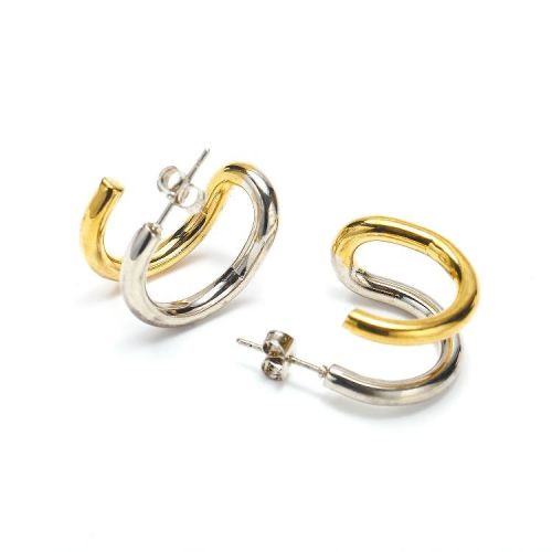 Gold and Silver Titanium Steel Geometric Earrings