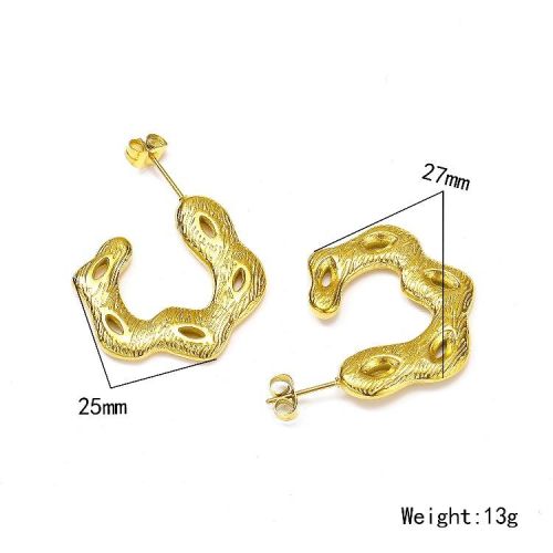 Gold Titanium Steel Hoop Earrings