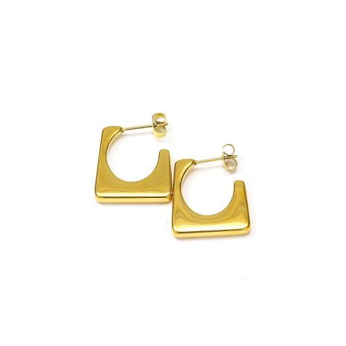 Gold Titanium Steel Hoop Earrings