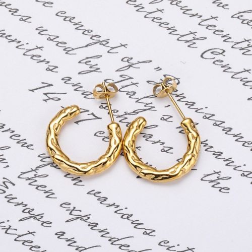 Gold Titanium Steel Hoop Earrings