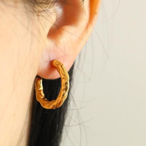 Gold Titanium Steel Hoop Earrings