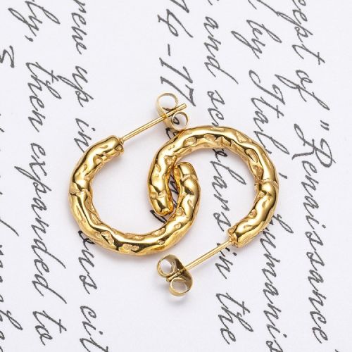 Gold Titanium Steel Hoop Earrings