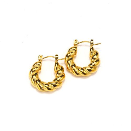 Gold Titanium Steel Hoop Earrings