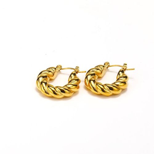 Gold Titanium Steel Hoop Earrings