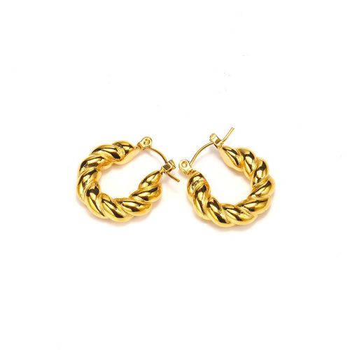 Gold Titanium Steel Hoop Earrings