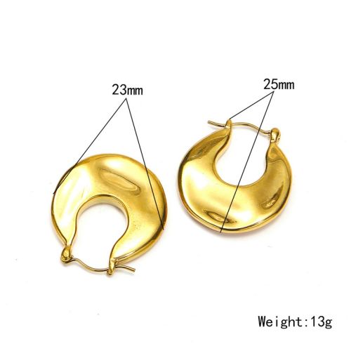 Gold Titanium Steel Hoop Earrings