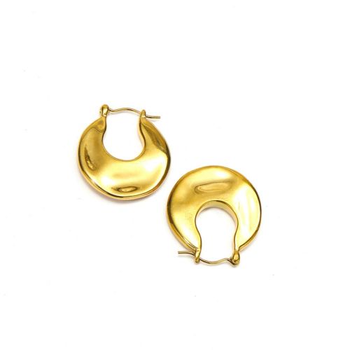 Gold Titanium Steel Hoop Earrings