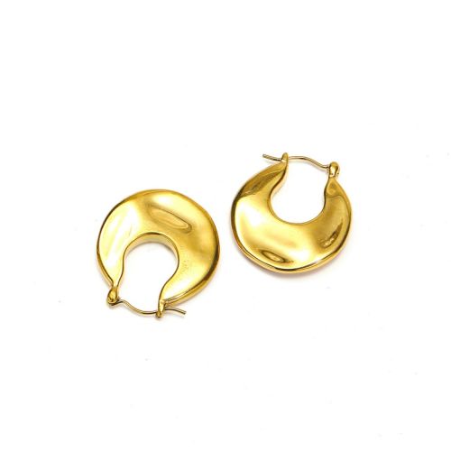 Gold Titanium Steel Hoop Earrings