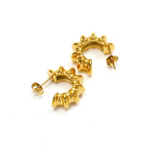 Gold Titanium Steel Hoop Earrings