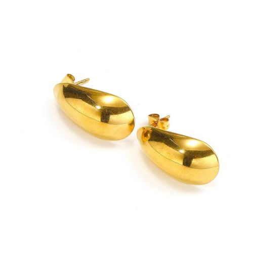 Gold Titanium Steel Smooth Earrings