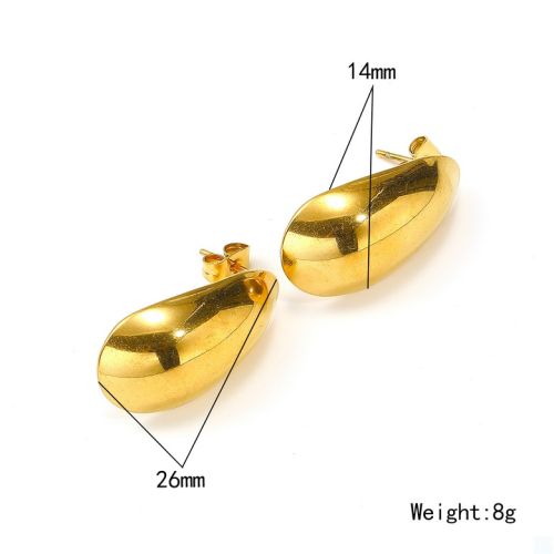 Gold Titanium Steel Smooth Earrings