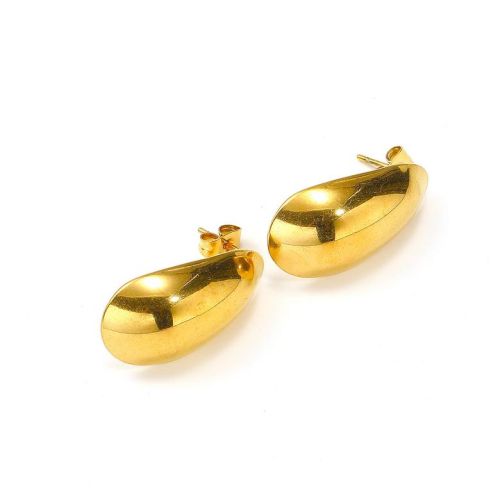 Gold Titanium Steel Smooth Earrings