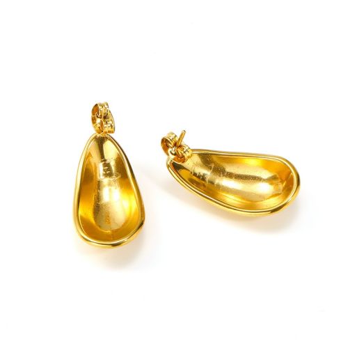 Gold Titanium Steel Smooth Earrings