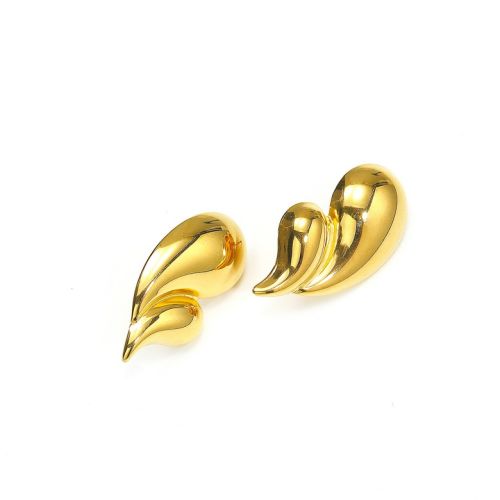 Gold Titanium Steel Smooth Earrings