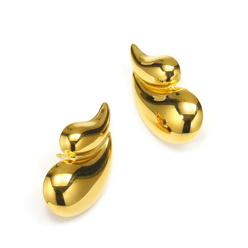 Gold Titanium Steel Smooth Earrings