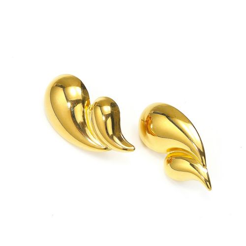 Gold Titanium Steel Smooth Earrings