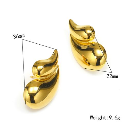 Gold Titanium Steel Smooth Earrings